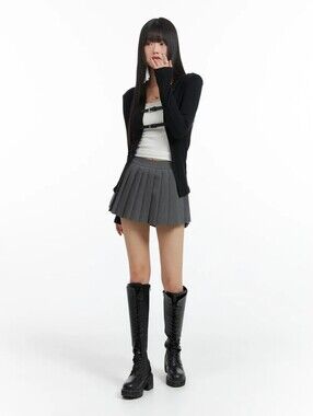 Lewkin Solid Pleated Mini Skirt CF420